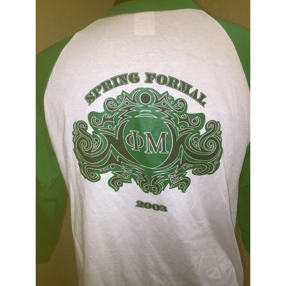 Vintage PHI MU Fraternity/Sorority Spring Formal 2003 Green & White Long Sleeve - Picture 6 of 6